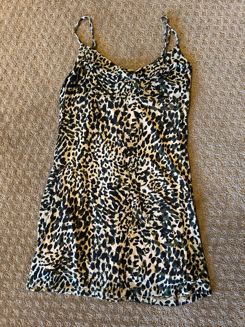 Forever 21 Beige and Black Leopard Print Slip Dress